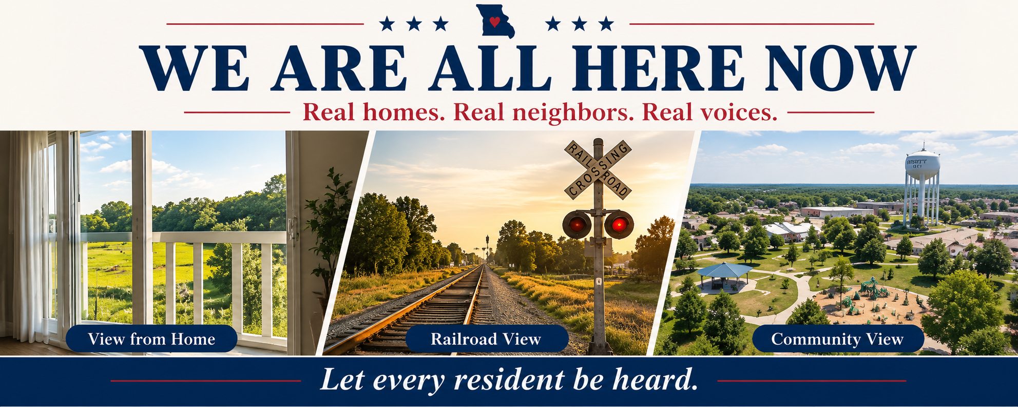 We Are All Here Now &mdash; Real homes. Real neighbors. Real voices. Let every resident be heard.